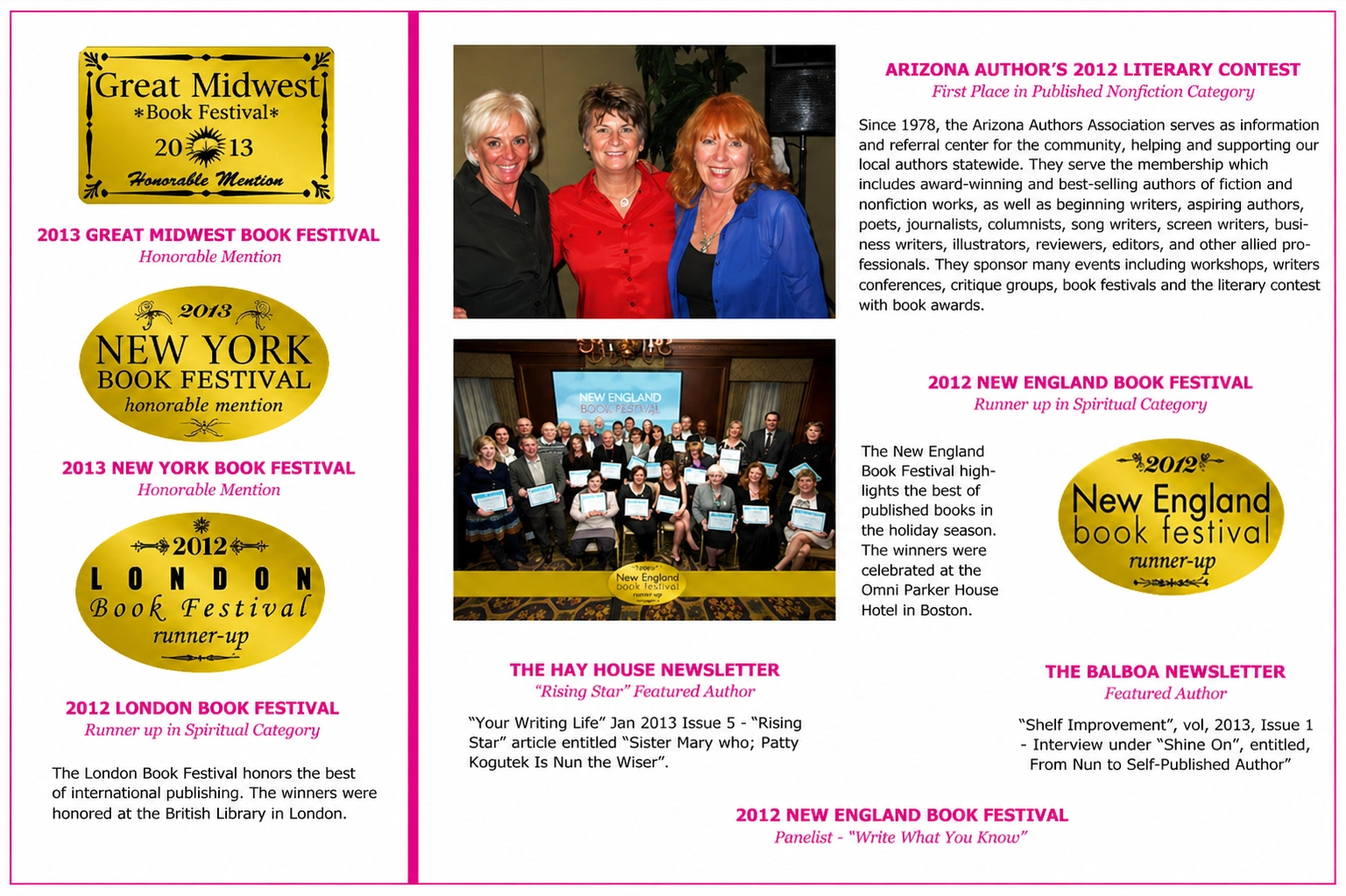 Literary contest winners and events display